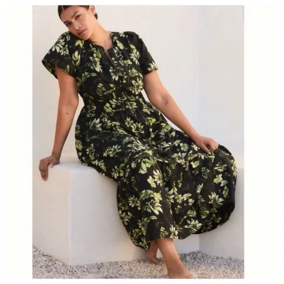 NWT Anthropologie The Somerset Cotton Floral print Maxi Dress, size S
